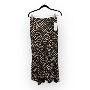 Vintage Donna Toran Black Beige Polka Dot Midi Skirt Statement Classic Retro S
